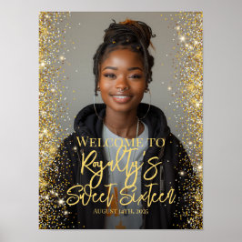 Sweet sixteenパーティーウェルカムサインと写真 ポスター