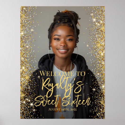 Sweet sixteenパーティーウェルカムサインと写真 ポスター (正面)