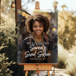 Sweet sixteenパーティーウェルカムサインと写真 ポスター