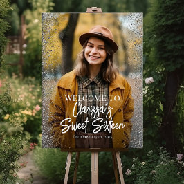 Sweet sixteenパーティーウェルカムサインと写真 ポスター