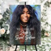 Sweet sixteenパーティーウェルカムサインと写真 ポスター