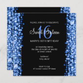 Sweet sixteenパーティースパークルブルー 招待状 (正面/裏面)