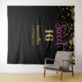 Sweet sixteenパーティータペストリーバックドランドバナー金ゴールド タペストリー (インサイチュ(横))