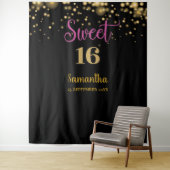 Sweet sixteenパーティータペストリーバックドランドバナー金ゴールド タペストリー (インサイチュ)