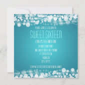 Sweet sixteenパーティーデ点々のあるコレーション青 招待状 (裏面)
