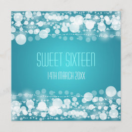 Sweet sixteenパーティーデ点々のあるコレーション青 招待状