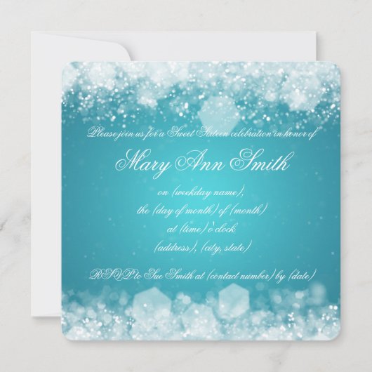 Sweet sixteenパーティーナきらめくイト2ターコイズ 招待状 (正面)