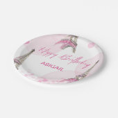 Sweet sixteenパーティーパリエッフェルタワーピンク ペーパープレート (アングル)