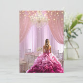 Sweet sixteenパーティー社交ダンスきらめくシャンデリア 招待状 (スタンド正面)