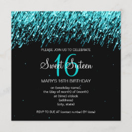 Sweet sixteenパーティー落下星ターコイズ 招待状