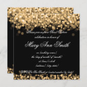 Sweet sixteenパーティー輝く金ゴールド灯 招待状 (正面/裏面)