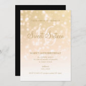 Sweet sixteenパーティー金ゴールド《写真》ぼけ味 招待状 (正面/裏面)