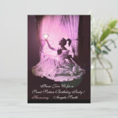 SWEET SIXTEENパーティー,レッドピンクルビーモノグラムブラック 招待状 (スタンド正面)