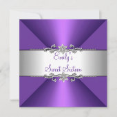 Sweet sixteenパープルシルバーバースデーパーティー 招待状 (正面)