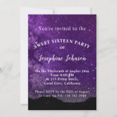 Sweet sixteenパープルスターズグリッター招待状 招待状 (正面)