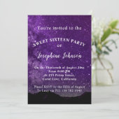 Sweet sixteenパープルスターズグリッター招待状 招待状 (スタンド正面)