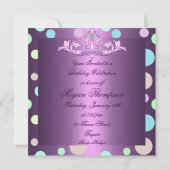 Sweet sixteenパープル水玉模様誕生日招待状 招待状 (裏面)