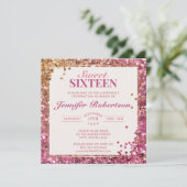Sweet sixteenピンクきらめく招待状 招待状 (スタンド正面)