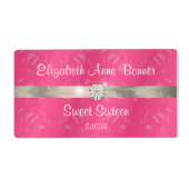 Sweet sixteenピンクと真珠のウォーターボトルラベル ラベル (正面)