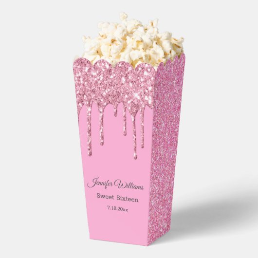 sweet sixteenピンクのキラキラの滴るグリッター フェイバーボックス (はじけた状態)