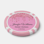 sweet sixteenピンクのスパークルドリップグリッターシック ポーカーチップ (シングル)