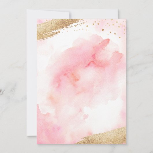 Sweet sixteenピンクウォーターカラーグリッター誕生日 招待状 (裏面)