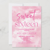 Sweet sixteenピンククラウド16th誕生日パーティー 招待状 (正面)