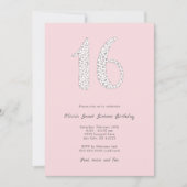 Sweet sixteenピンクグレーレオパード誕生日 招待状 (正面)