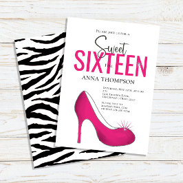 Sweet sixteenピンクシューズ誕生日パーティー 招待状