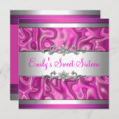 Sweet sixteenピンクシルバーダイヤモンドジュエル2 招待状 (正面/裏面)