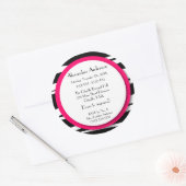 Sweet sixteenピンクゼブラ棒つきキャンデー招待状バック ラウンドシール (封筒)