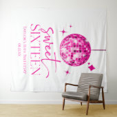 Sweet sixteenピンクディスコボール16thバースデーパーティー タペストリー (インサイチュ(横))