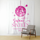 Sweet sixteenピンクディスコボール16thバースデーパーティー タペストリー (インサイチュ)