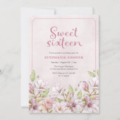 Sweet sixteenピンクフローラの招待 招待状 (正面)