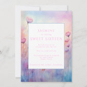 Sweet sixteenピンクブルー春の花 招待状 (裏面)