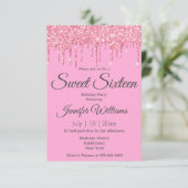 sweet sixteenピンクラグジュアリードリッピンググリッター 招待状 (スタンド正面)