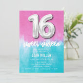 Sweet sixteenピンク絞り染めパーティの招待状 招待状 (スタンド正面)