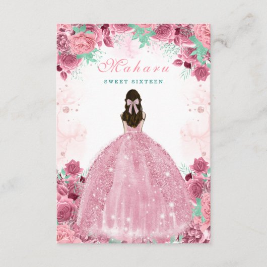 Sweet sixteenピンク赤面誕生日招待状カード エンクロージャーカード (正面)