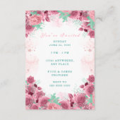 Sweet sixteenピンク赤面誕生日招待状カード エンクロージャーカード (裏面)