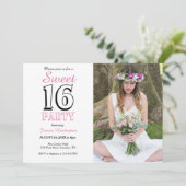 Sweet sixteenピンク16誕生日フォト招待状 招待状 (スタンド正面)
