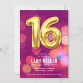 Sweet sixteenピンク《写真》ぼけ味パーティの招待状 招待状 (正面)