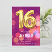 Sweet sixteenピンク《写真》ぼけ味パーティの招待状 招待状 (スタンド正面)