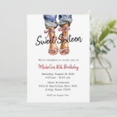 Sweet sixteenファッション誕生日招待状 招待状 (スタンド正面)