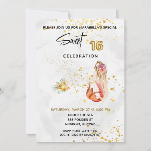 *~*SWEET SIXTEENフローラマーメイド16誕生日 招待状 (裏面)