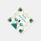 Sweet sixteenブラウンヘアプリンセスインティール(緑がかった色) スタンダードカクテルナプキン (角)