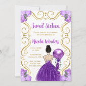 Sweet sixteenブラウンヘアプリンセスイン紫 招待状 (正面)