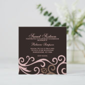 Sweet sixteenブラウン&クリームスワール誕生日招待状 招待状 (スタンド正面)