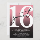 Sweet sixteenブラックピンク16誕生日 招待状 (正面)