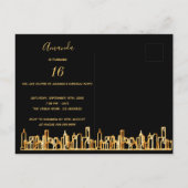 Sweet sixteenブラック金ゴールドシティのスカイラインへの招待 ポストカード (裏面)