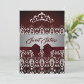 Sweet sixteenブルガンディスパークルダイヤモンドティアラボウ 招待状 (スタンド正面)